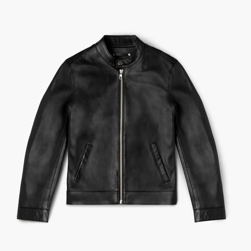 Mens Black Leather Racer Jacket