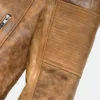 Mens Classic United Distressed Tan Cafe Racer Leather Jacket