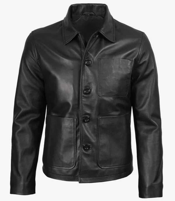 Bradley Real Leather Jacket Black For Men