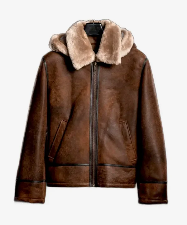Bronco Distressed Brown Leather Shearling Jacket