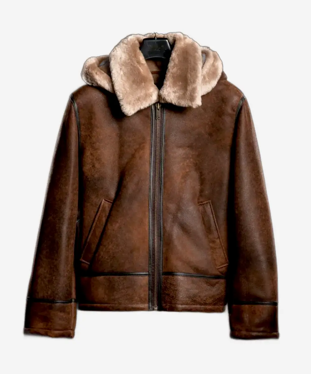 Bronco Distressed Brown Leather Shearling Jacket