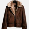 Bronco Distressed Brown Shearling Leatheer Jacket