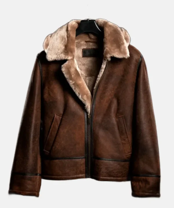 Bronco Distressed Brown Shearling Leatheer Jacket