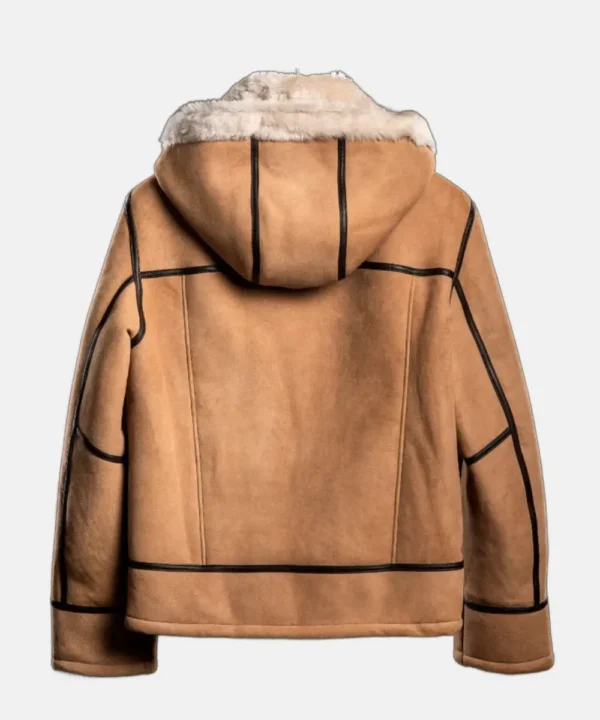 Bronco Highland Distressed Tan Leather Shearling Aviator Jacket