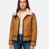Bronco Highland Distressed Tan Leather Shearling Jacket