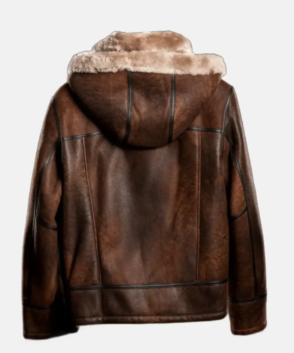 Bronco highland distressed Brown Leather Shearling Aviator Jacket