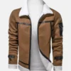 Brown White Shearling Leather Jacket