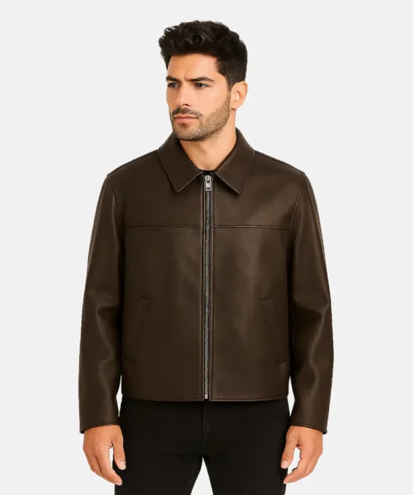 Burnt Espresso Shirt Style Leather Jacket