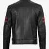 Cafe Racer Leather Maroon Stripes Black Jacket