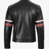Cafe Racer Racing Leather Jacket Red & White Stripes