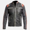 Cafe Racer Retro Vintage Distressed Black Biker Leather Jacket
