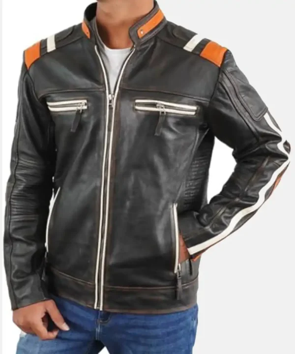 Cafe Racer Retro Vintage Distressed Leather Jacket