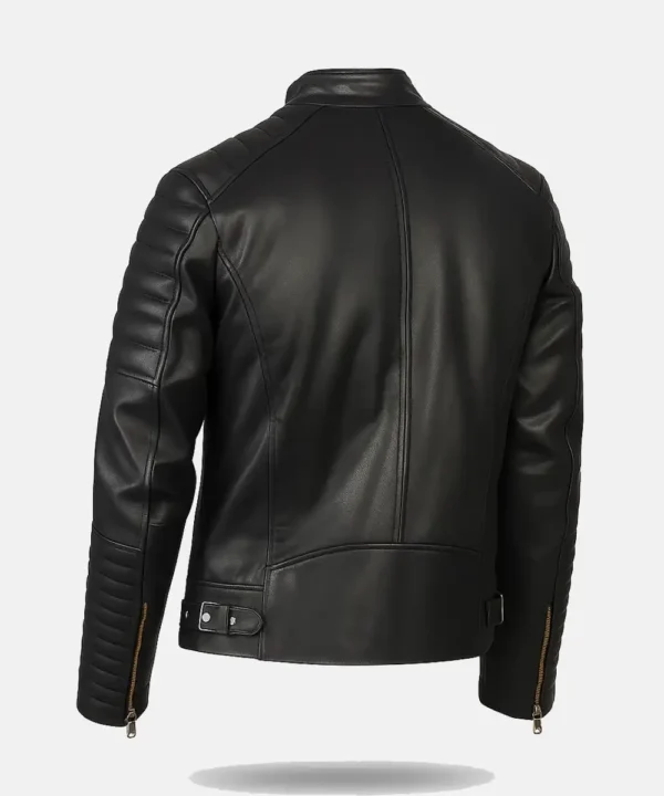 Hadrian Black Leather Biker Jacket