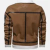 Men Brown White Shearling Leather Aviator Bomber Jacket