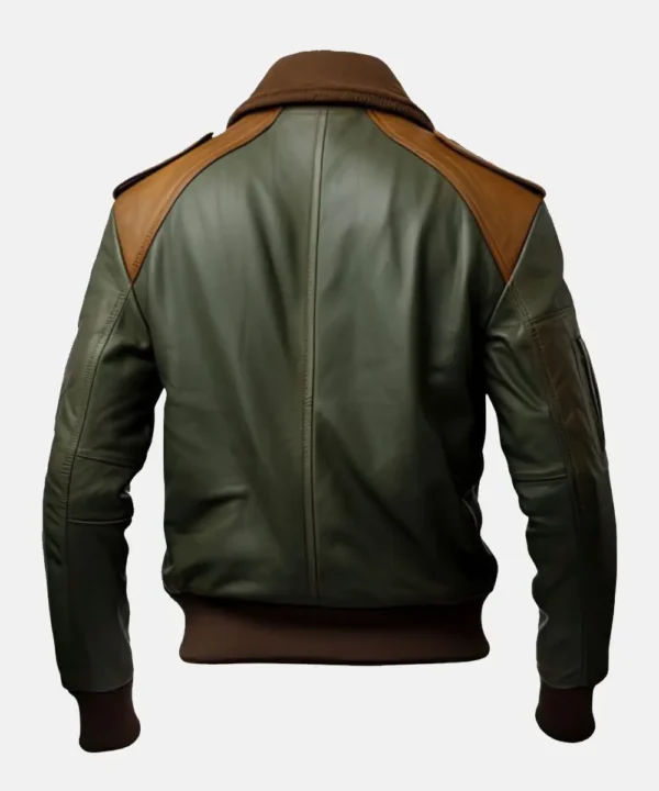 Men’s A2 Bomber Aviator Olive Leather Jacket