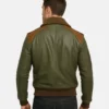Men’s A2 Bomber Aviator Olive Leather Sharling Jacket