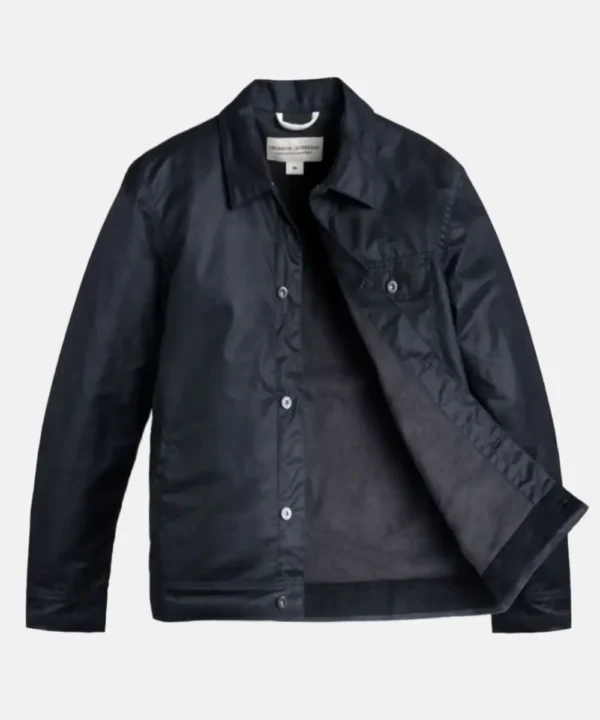 Mens Blue Waxed Canvas Field Jacket