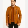 Mens Ignatius Tan Leather Jacket