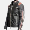 Order Cafe Racer Retro Vintage Distressed Black Biker Leather Jacket