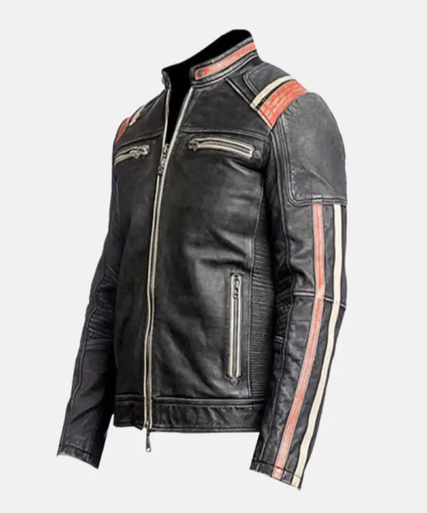 Order Cafe Racer Retro Vintage Distressed Black Biker Leather Jacket
