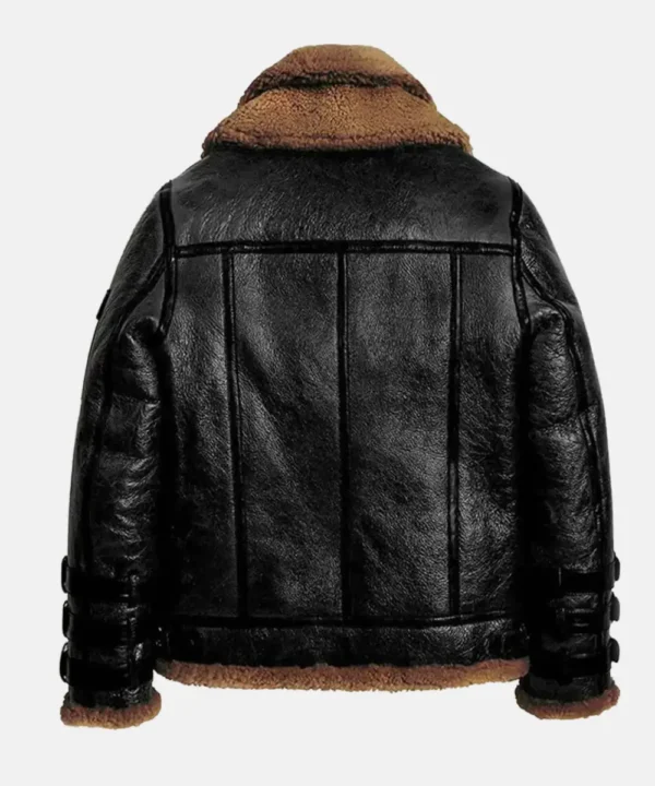 RAF B3 Sheepskin Shearling Black Leather Aviator Bomber Jacket