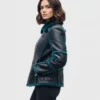 Womens Black Leather shearling Jacket