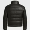 Biker Black Moto Puffer Leather Jacket For Men