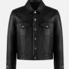 Classic Biker Black Leather Bomber Jacket For Men