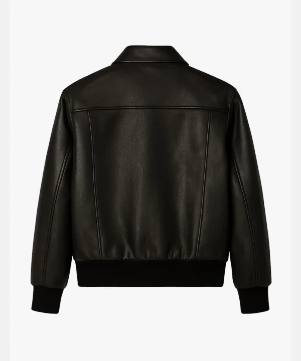 Classic Biker Moto Black Leather Bomber Jacket For Men