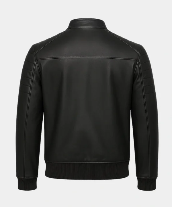 Classic Black Biker Moto Leather Jacket For Men