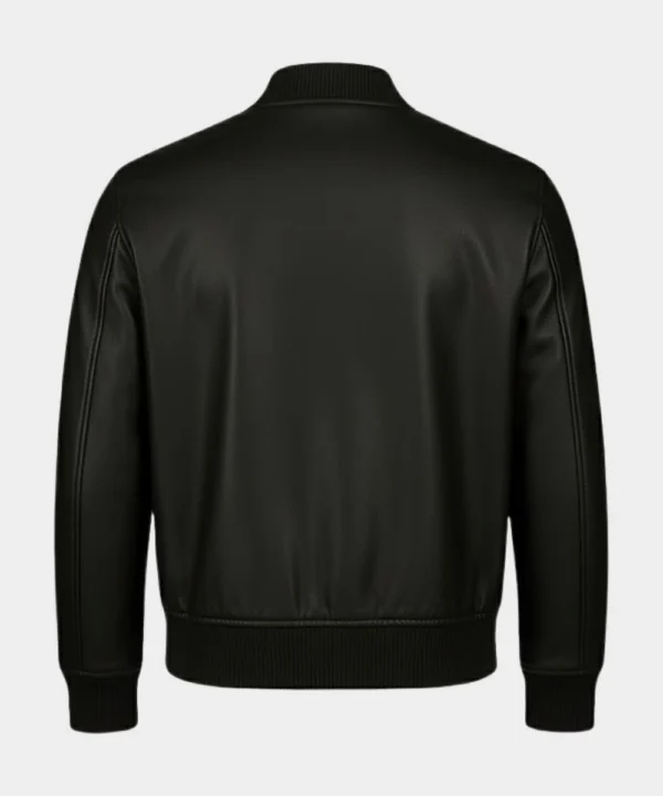 Classic Black Stylish Leather Bomber Jacket For Men