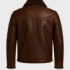 Classic Chocolate Brown Fur Shearling Collar Leather Jacket For Men's