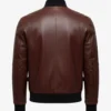 Classic Moto Dark Brown Biker Leather Bomber Jacket For Men
