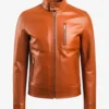 Classic Motorcycle Brown Biker Leather Jacket For Men