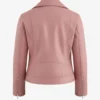 Classic Pink Biker Leather Jacket For Women's