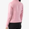 Classic Pink Shirt Style Collar Leather Jacket
