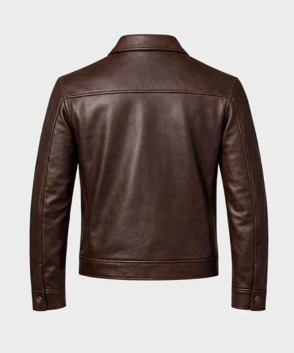 Classic Style Dark Brown Biker Leather Bomber Jacket For Men