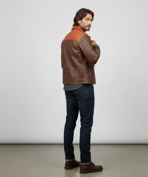 Copper and Whiskey Western Elkhorn Leather Jacket