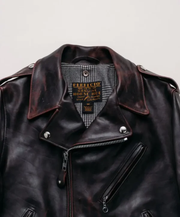 Horween CHiPs Style Horsehide Perfecto  Brown Chocolate Leather Biker Jacket