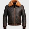 Men's Aviator Brown B3 Leather Bomber Jacket