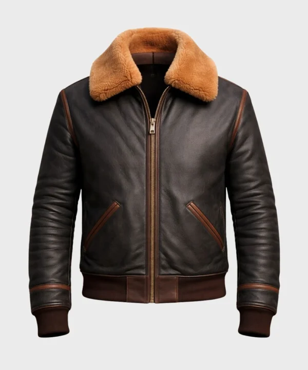 Men's Aviator Brown B3 Leather Bomber Jacket