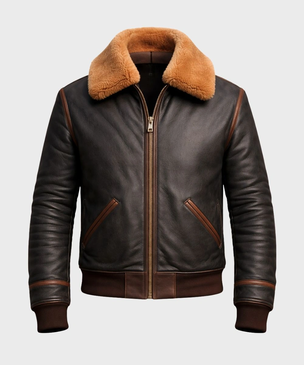 Men's Aviator Brown B3 Leather Bomber Jacket
