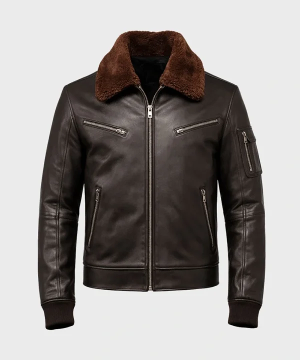 Men's Aviator Classic Black G1 Leather Bomber Jacket