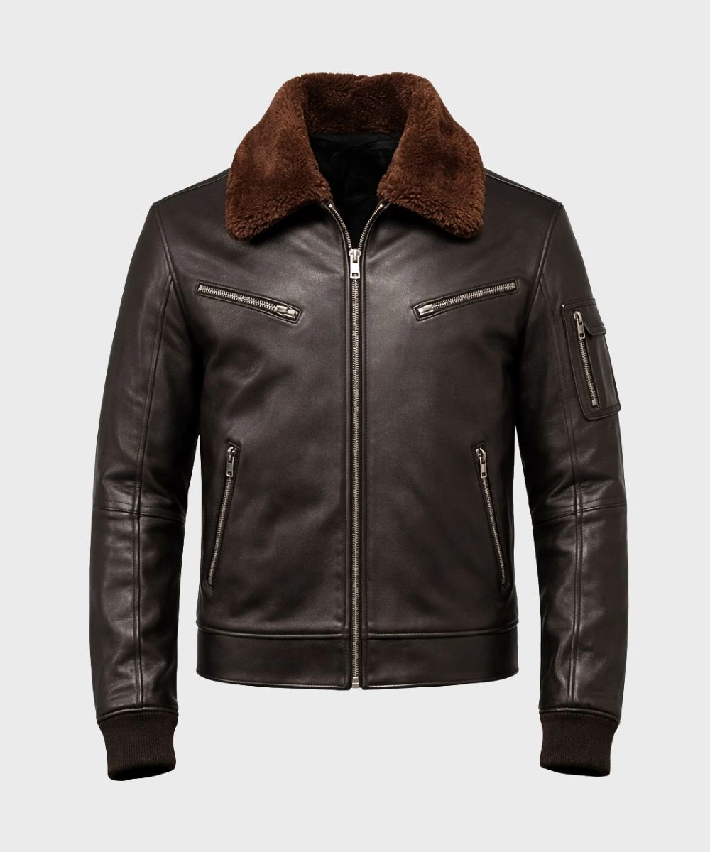 Men's Aviator Classic Black G1 Leather Bomber Jacket