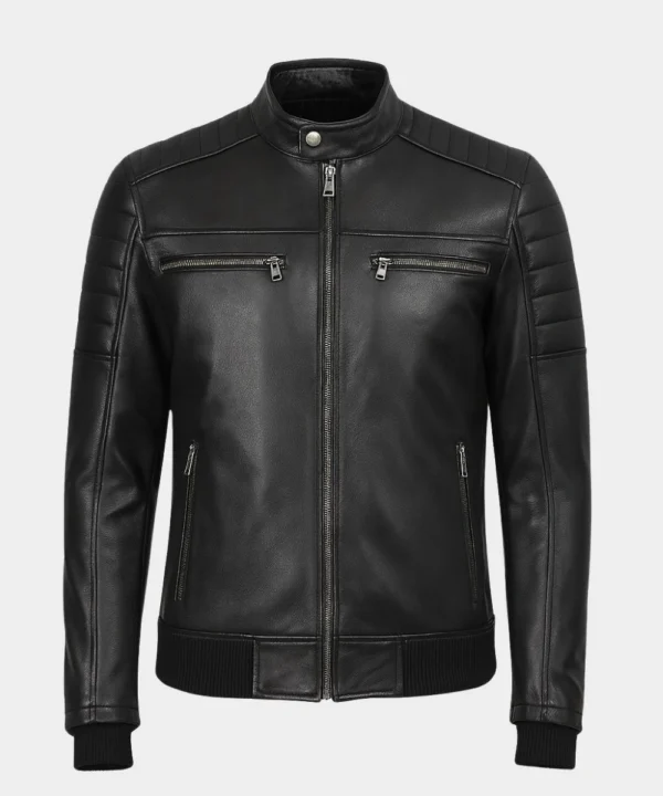 Men's Black Biker Classic Moto Leather Jacket