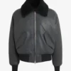 Men's Black Leather Bomber Fur Collar Jacket
