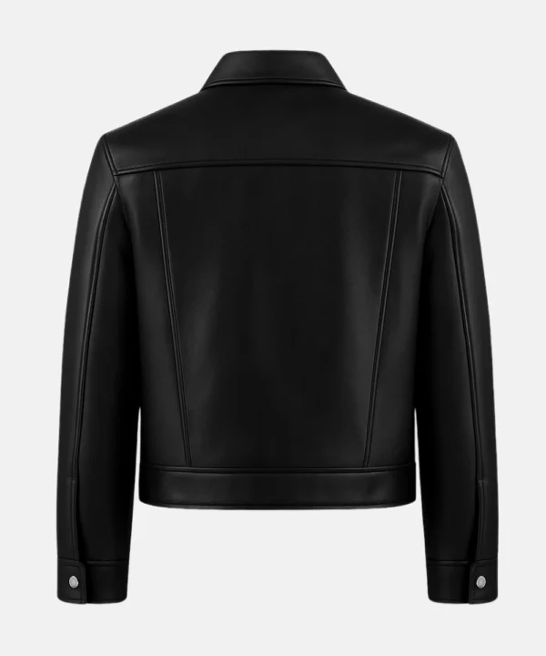 Men's Classic Biker Black Leather Bomber Jacket