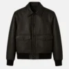 Men's Classic Biker Moto Black Leather Bomber Jacket