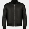 Men's Classic Black Stylish Leather Bomber Jacket