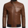 Men's Classic Brown Motorcycle Biker Leather Jacket